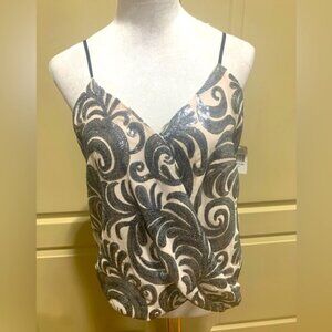 NWT! 1. State “Midnight Soirée” Sequin Strappy Blouse M